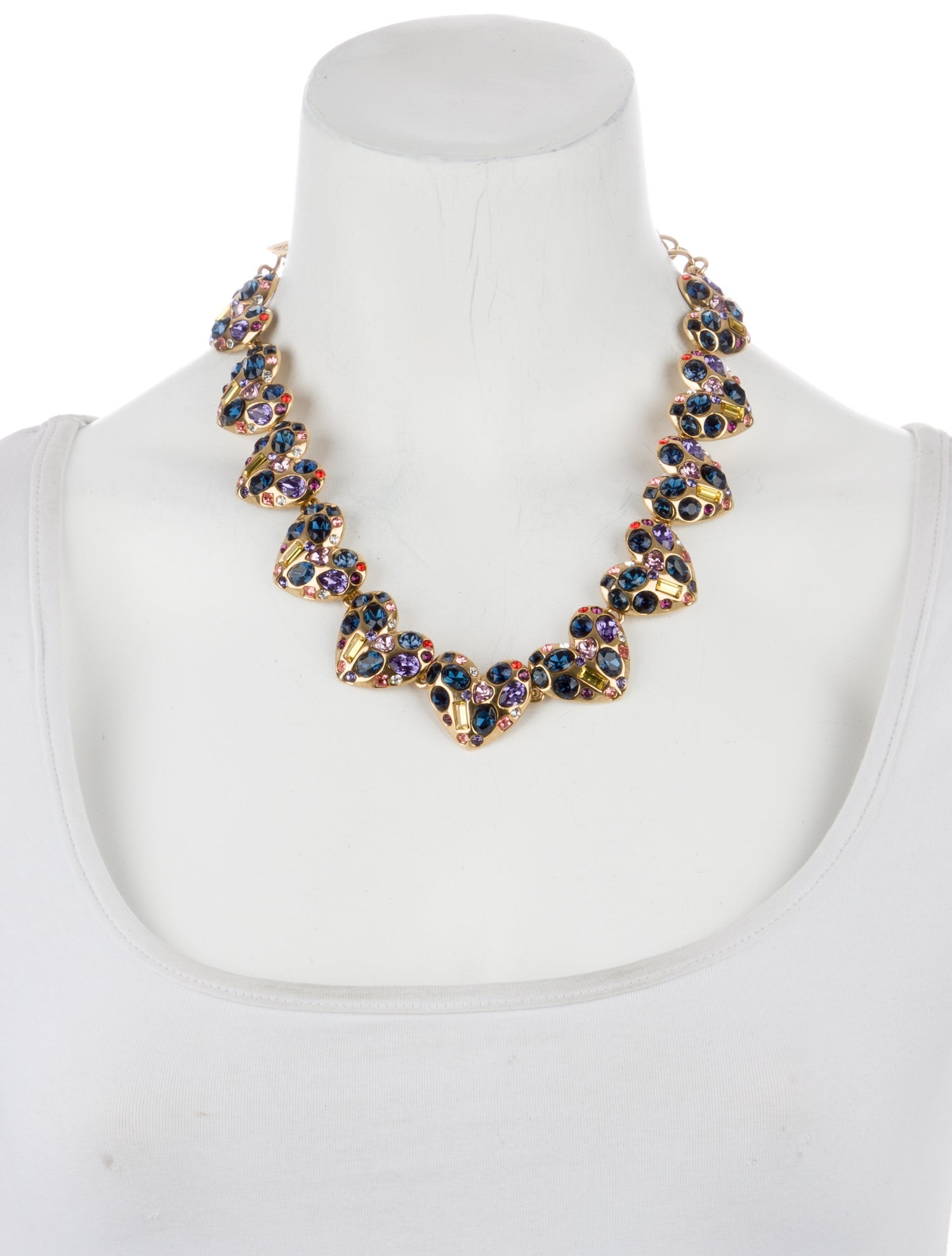 Oscar de la Renta Crystal Heart Collar Necklace