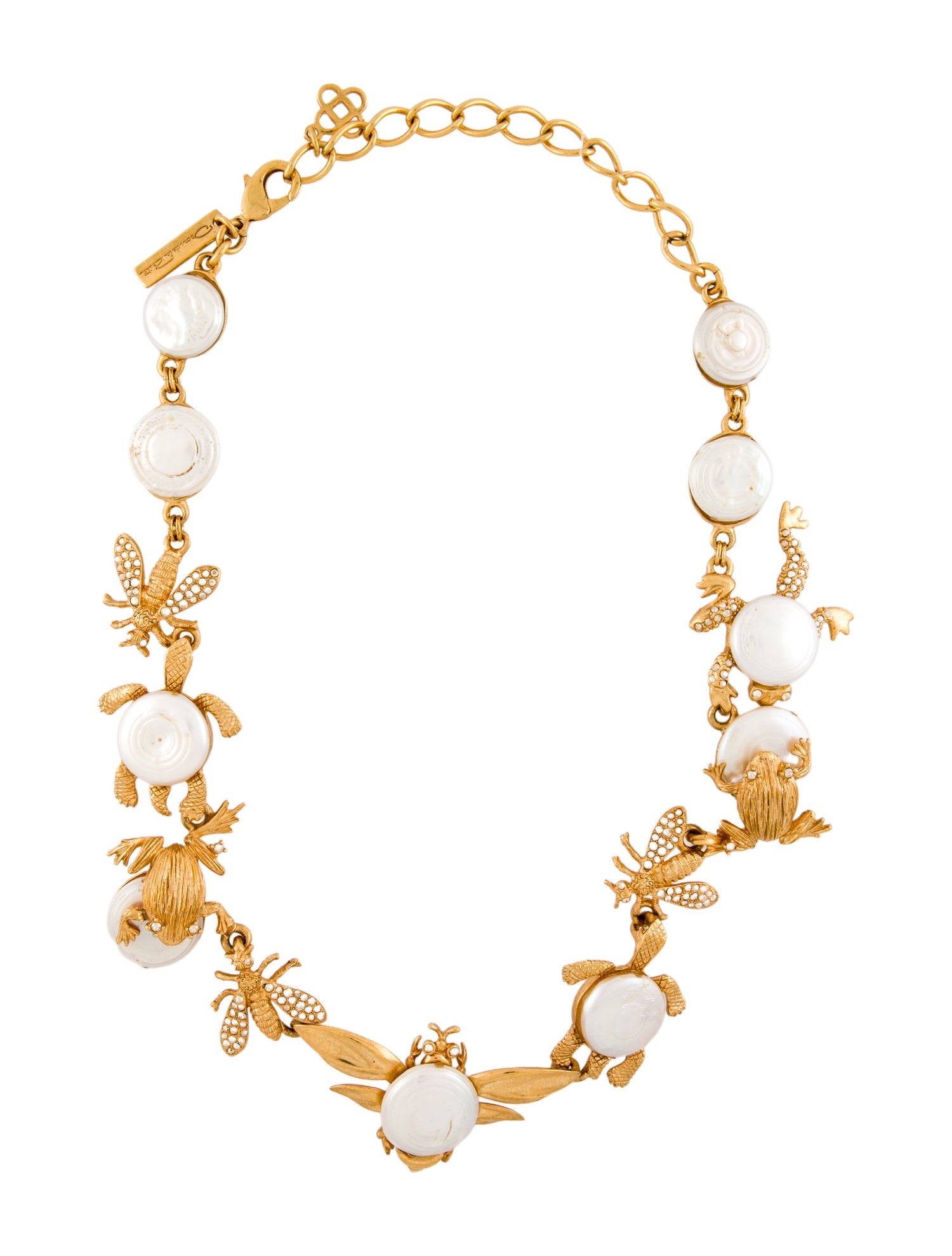 Oscar de la Renta Faux Pearl & Crystal Station Necklace