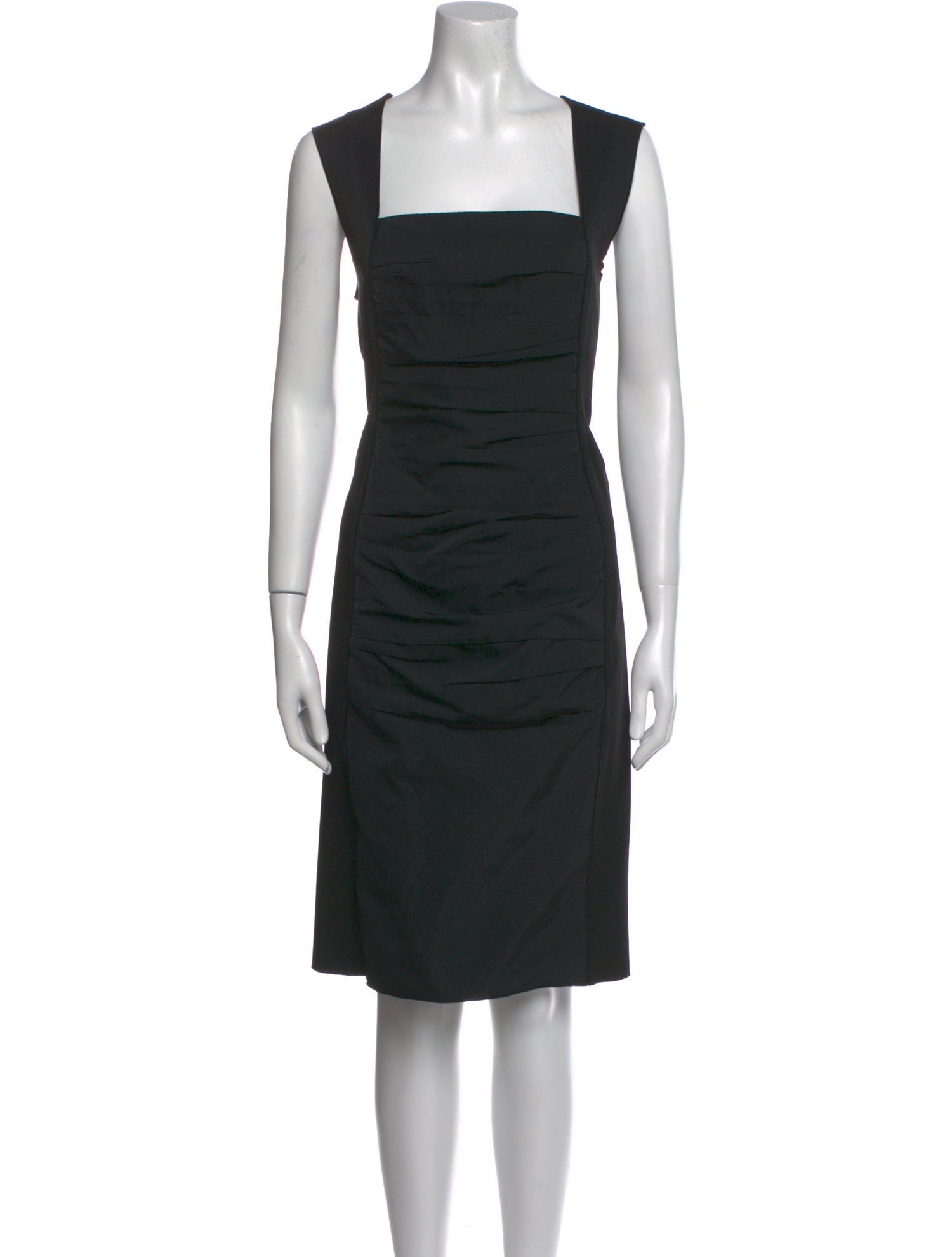 Oscar de la Renta Square Neckline Knee-Length Dress