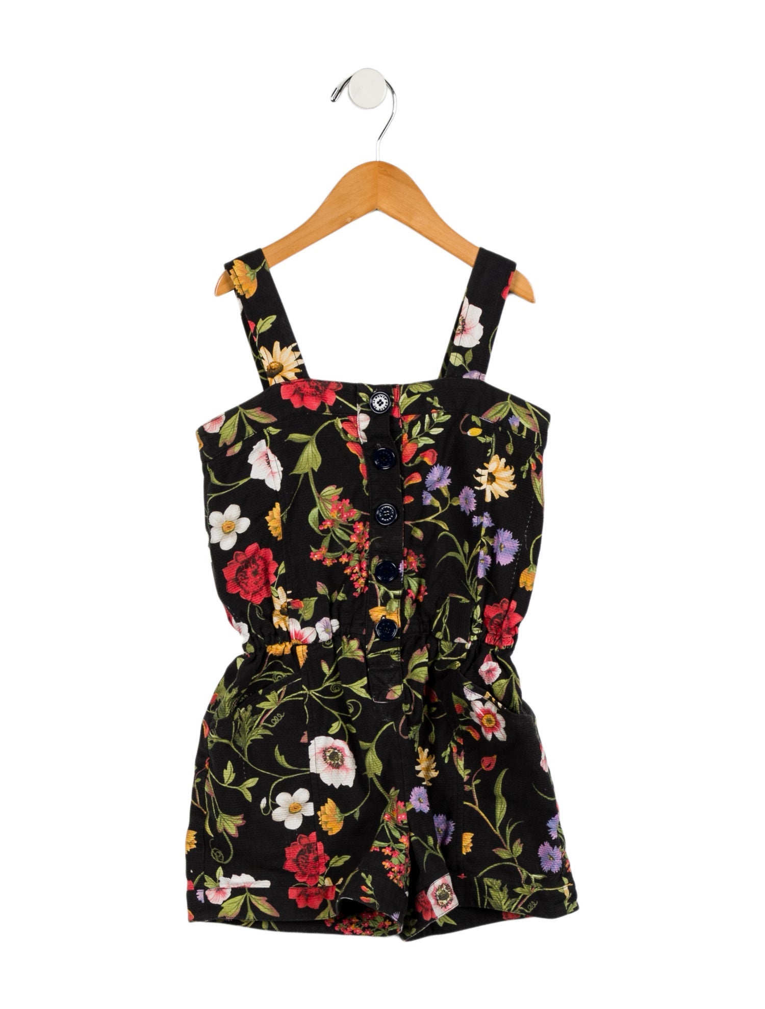 Oscar de la Renta Girls' Floral Sleeveless Romper