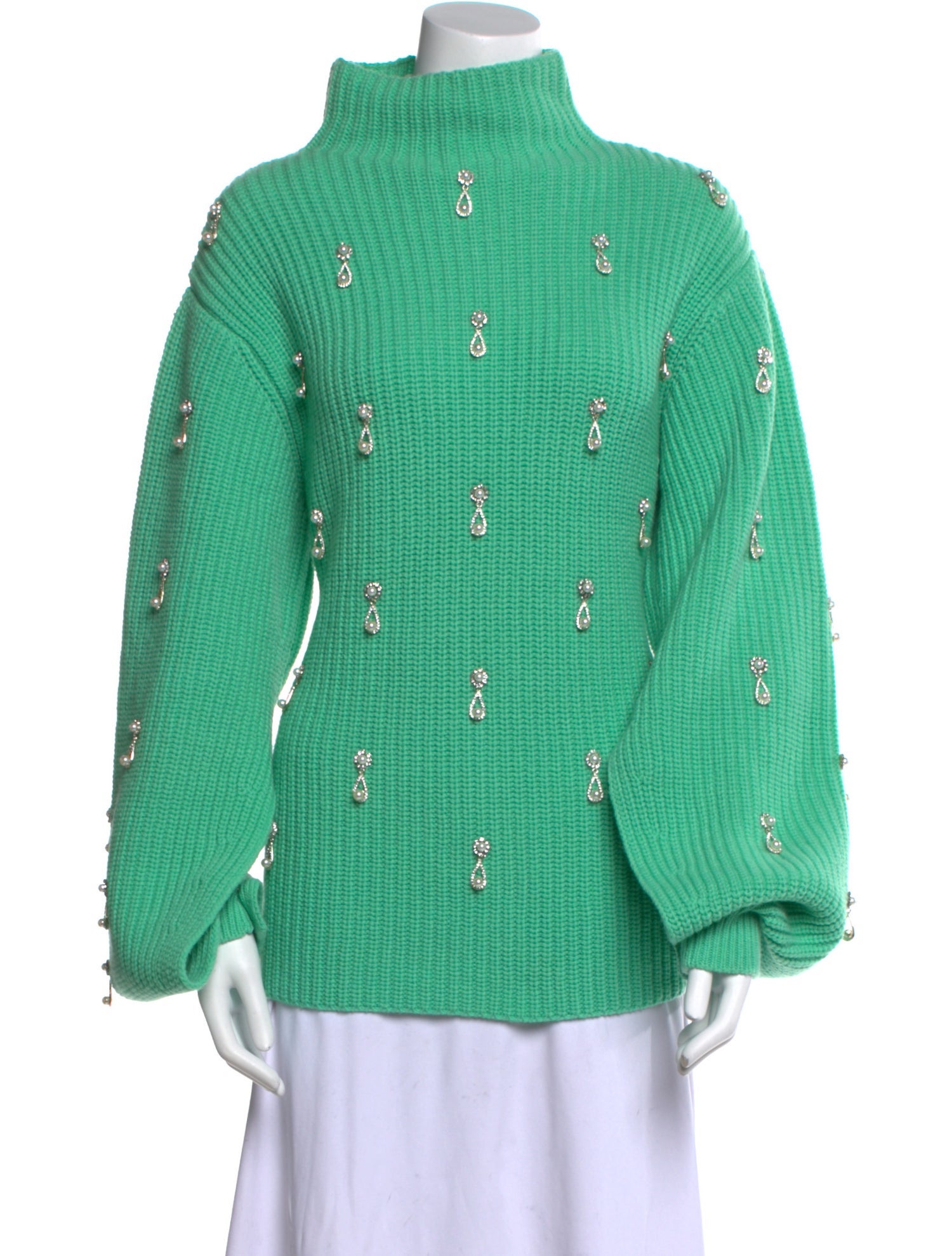 Oscar de la Renta Virgin Wool Mock Neck Sweater