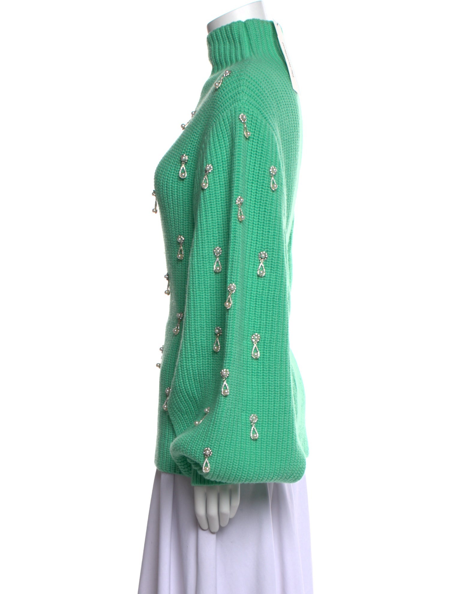 Oscar de la Renta Virgin Wool Mock Neck Sweater