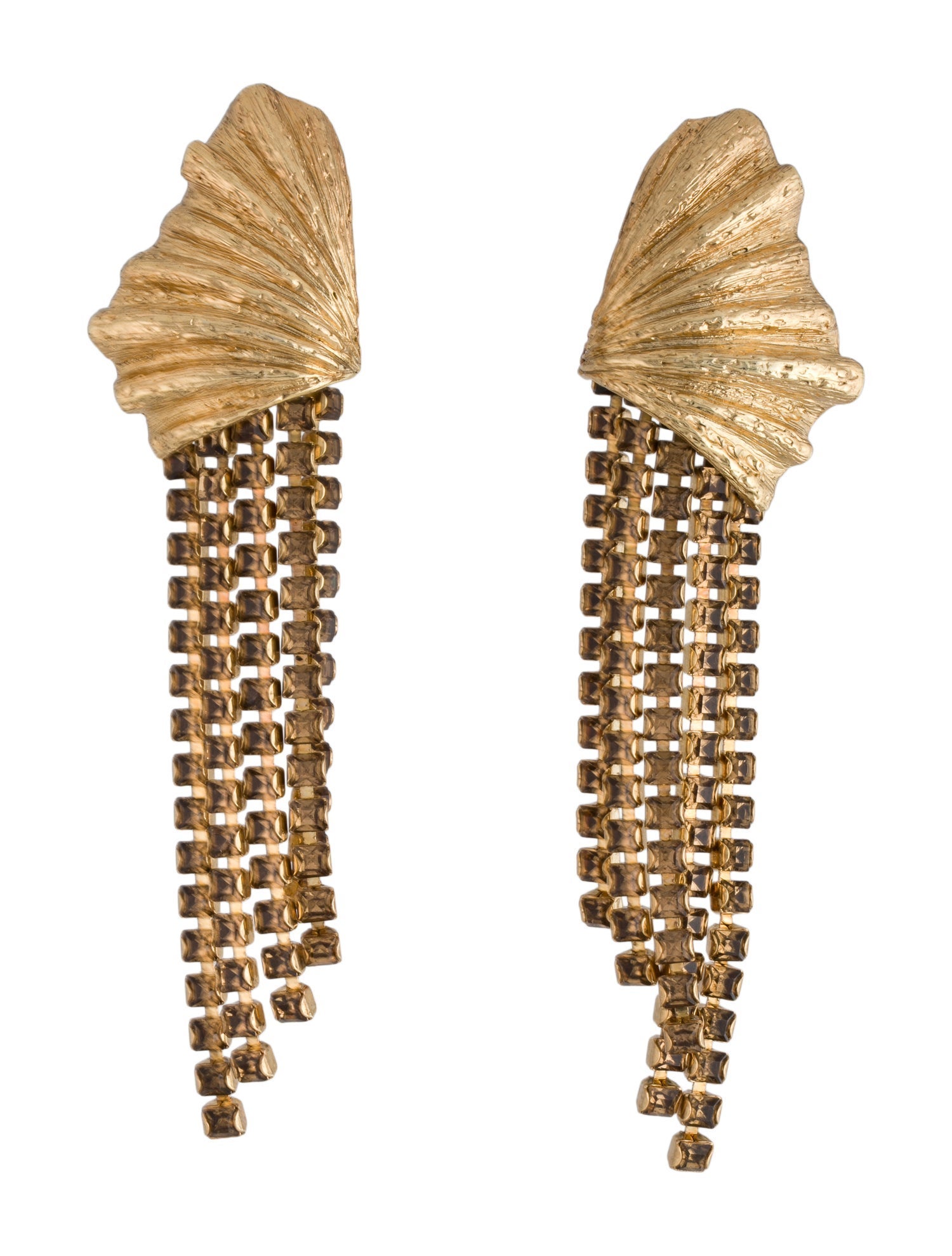 Oscar de la Renta Crystal Clip On Drop Earrings