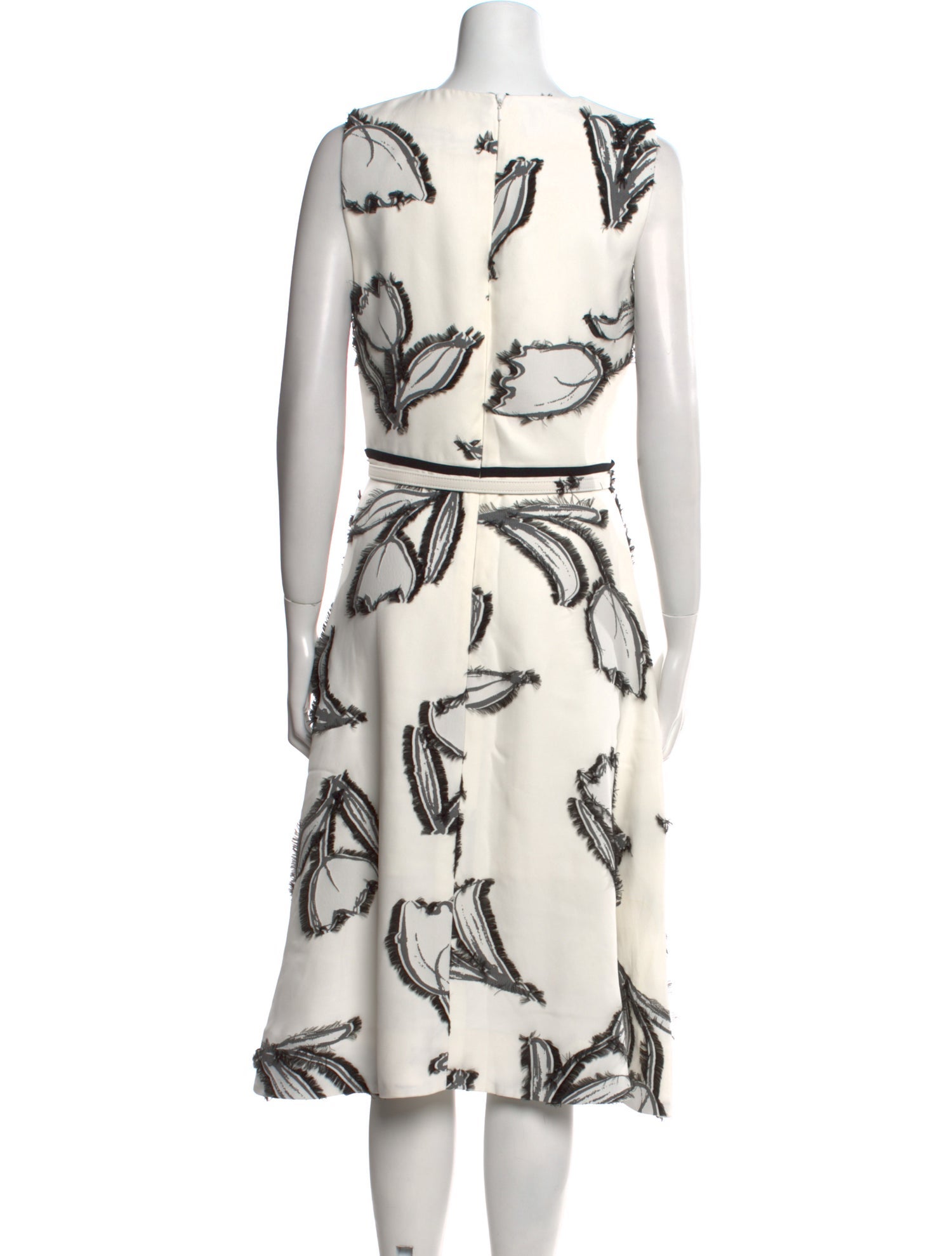 Oscar de la Renta Floral Print Midi Length Dress