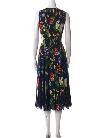 Oscar de la Renta Floral Print Long Dress