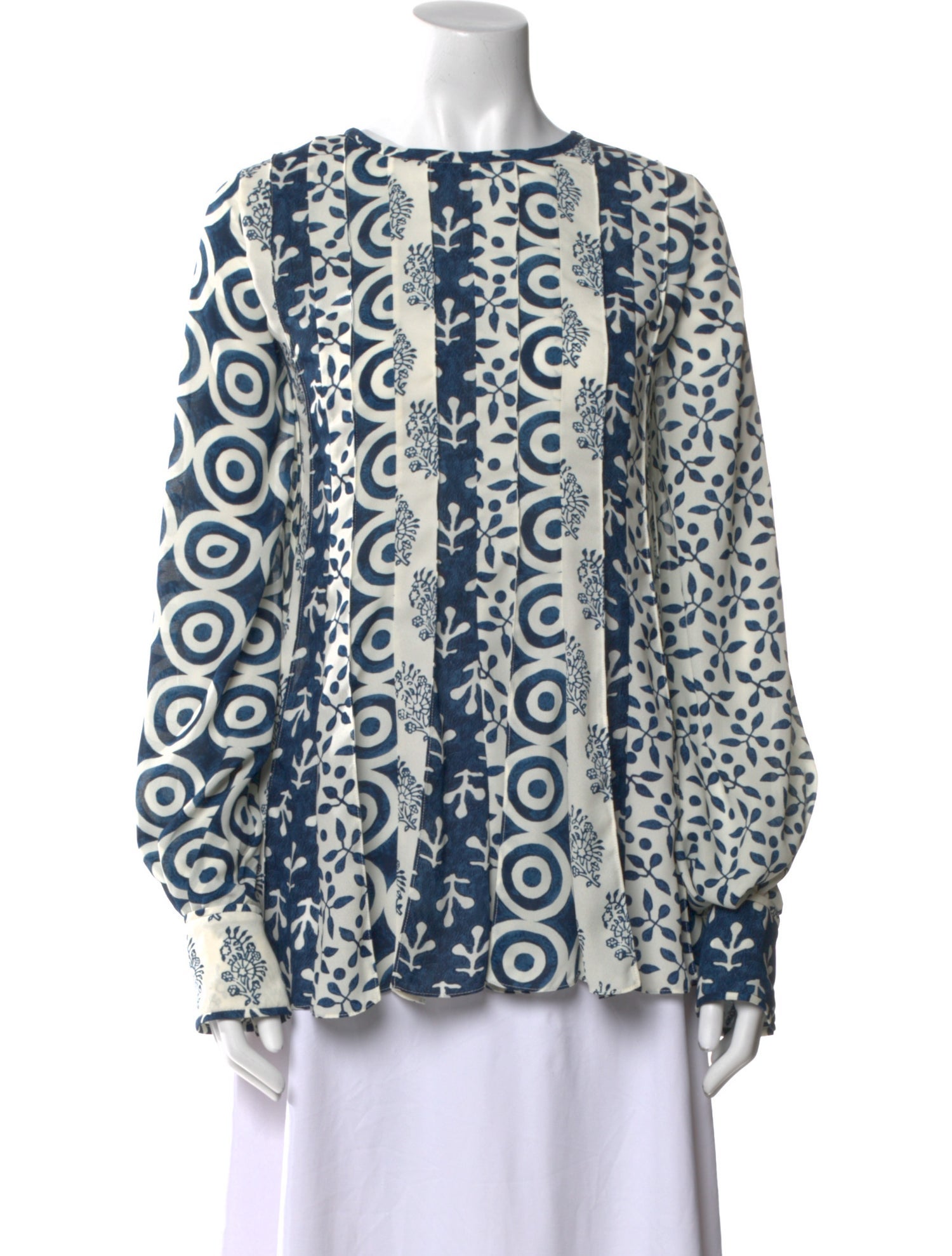 Oscar de la Renta Printed Bateau Neckline Tunic