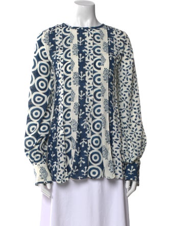 Oscar de la Renta Printed Bateau Neckline Tunic