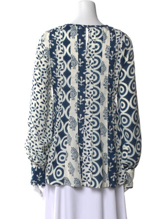 Oscar de la Renta Printed Bateau Neckline Tunic