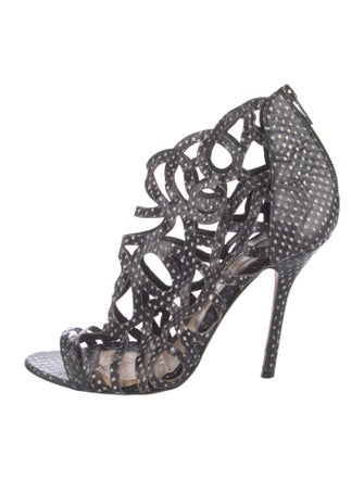 Oscar de la Renta Leather Animal Print Gladiator Sandals