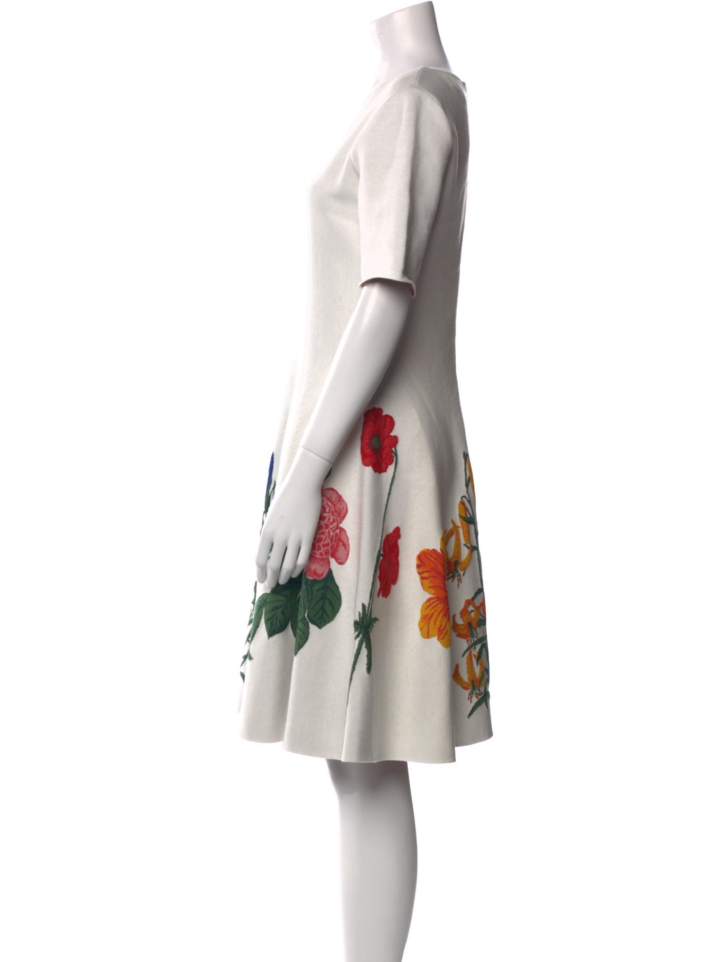 Oscar de la Renta Floral Print Knee-Length Dress