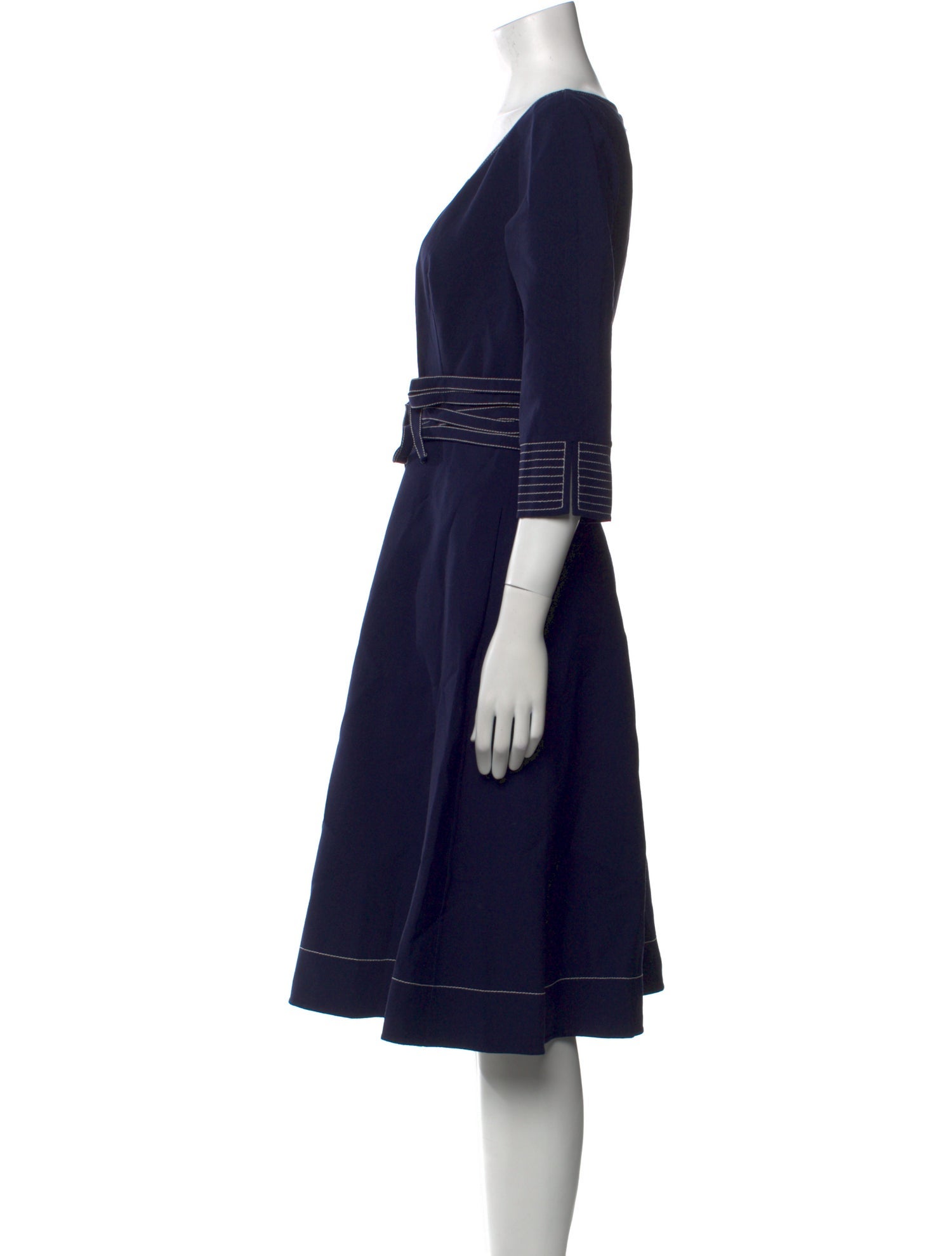 Oscar de la Renta V-Neck Knee-Length Dress