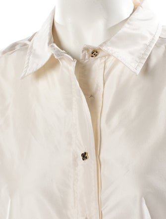 Oscar de la Renta Silk Long Sleeve Button-Up Top