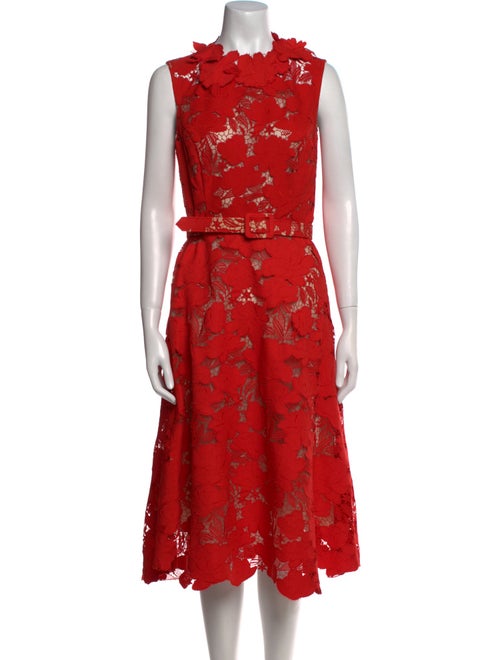 Oscar de la Renta Lace Pattern Midi Length Dress