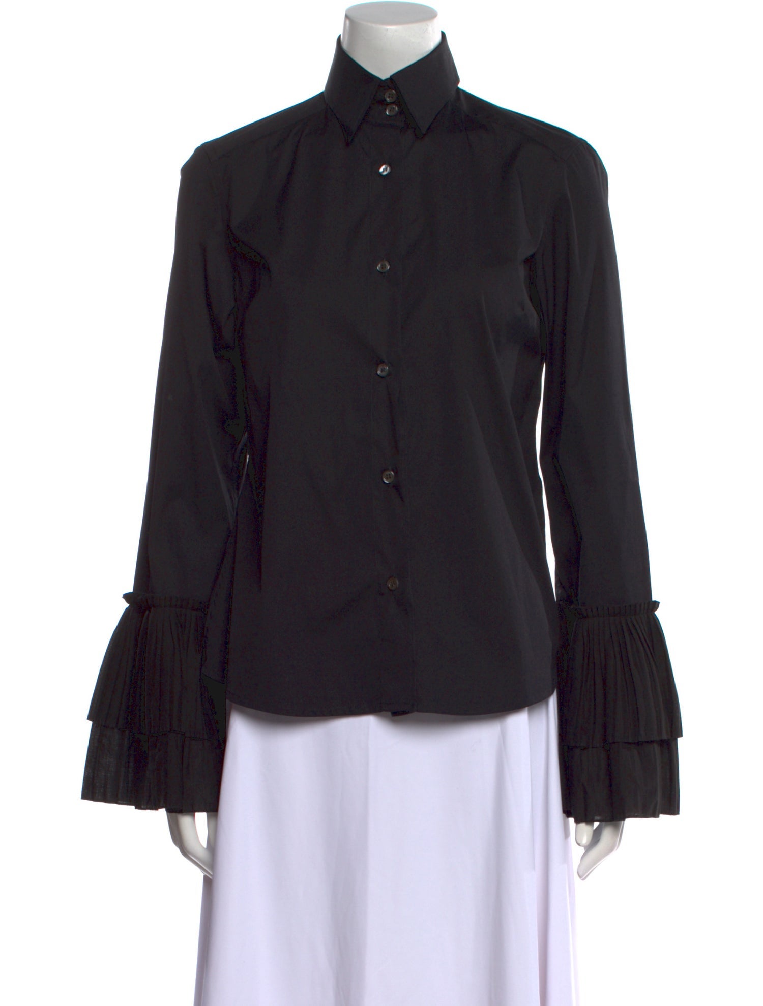 Oscar de la Renta Long Sleeve Button-Up Top