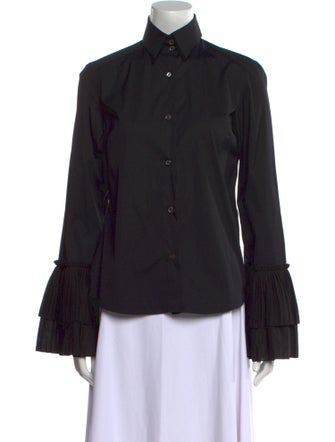 Oscar de la Renta Long Sleeve Button-Up Top