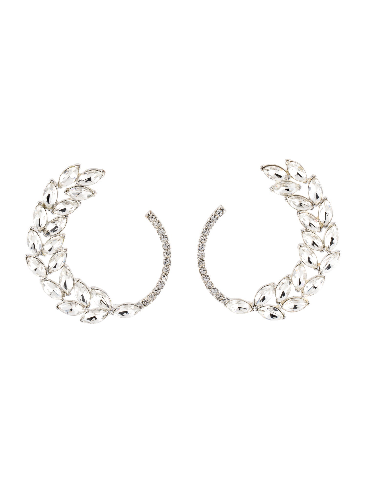 Oscar de la Renta Crystal Navette Hoop Earrings