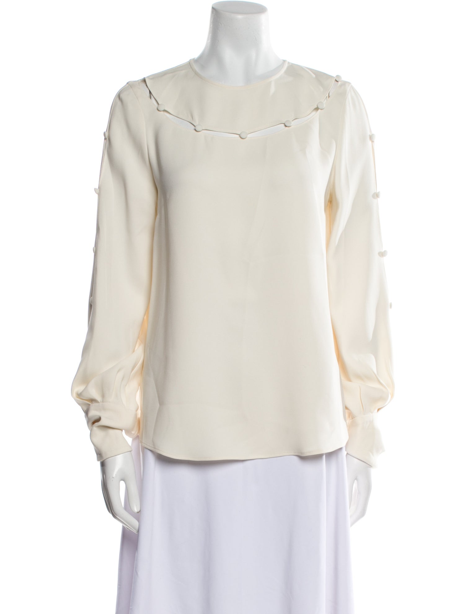 Oscar de la Renta Scoop Neck Long Sleeve Blouse