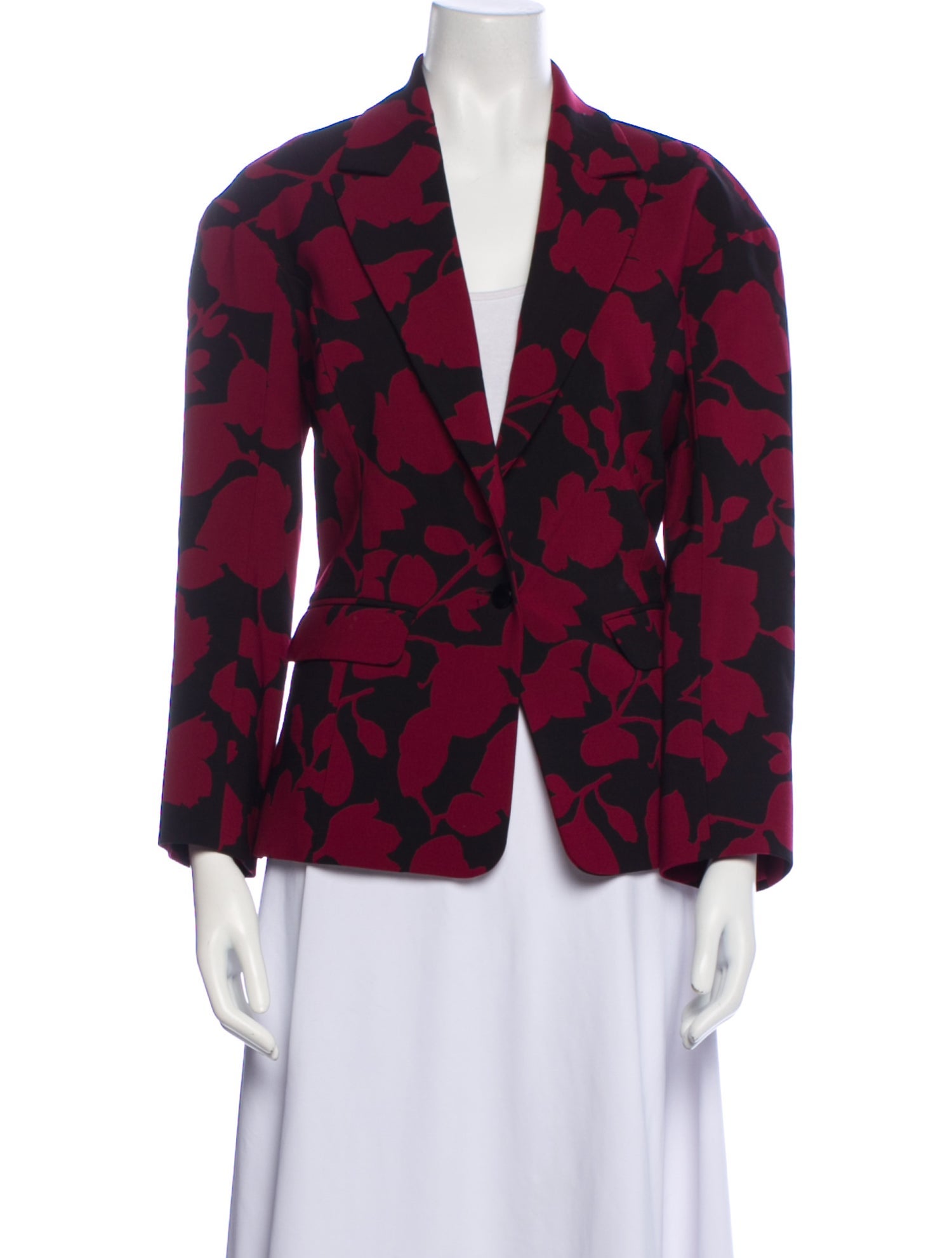 Oscar de la Renta Virgin Wool Floral Print Blazer
