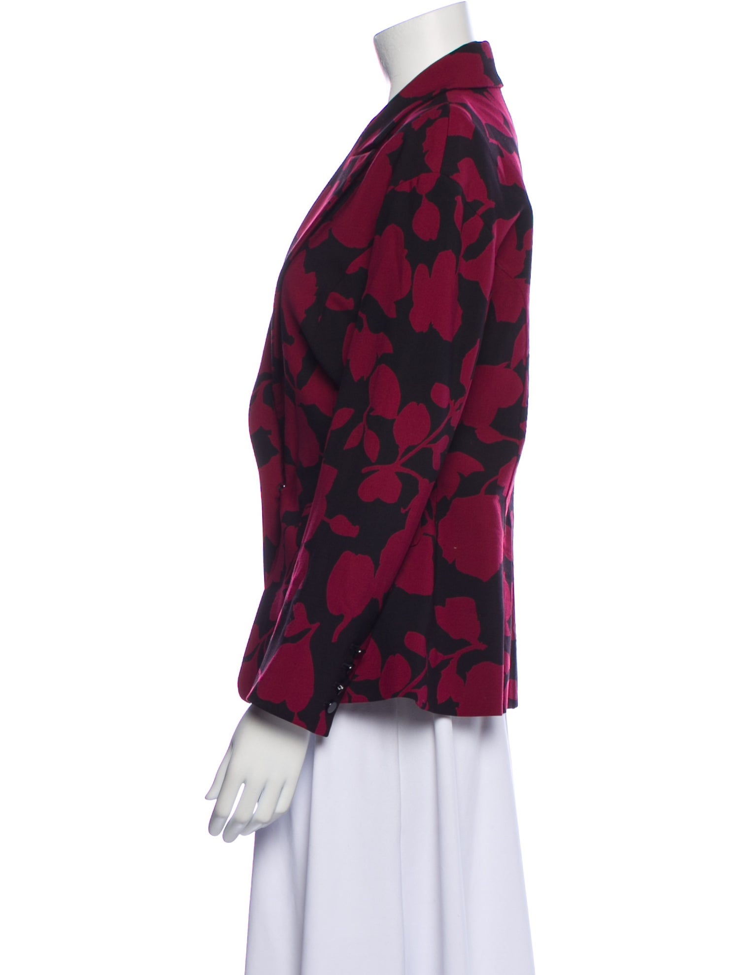 Oscar de la Renta Virgin Wool Floral Print Blazer
