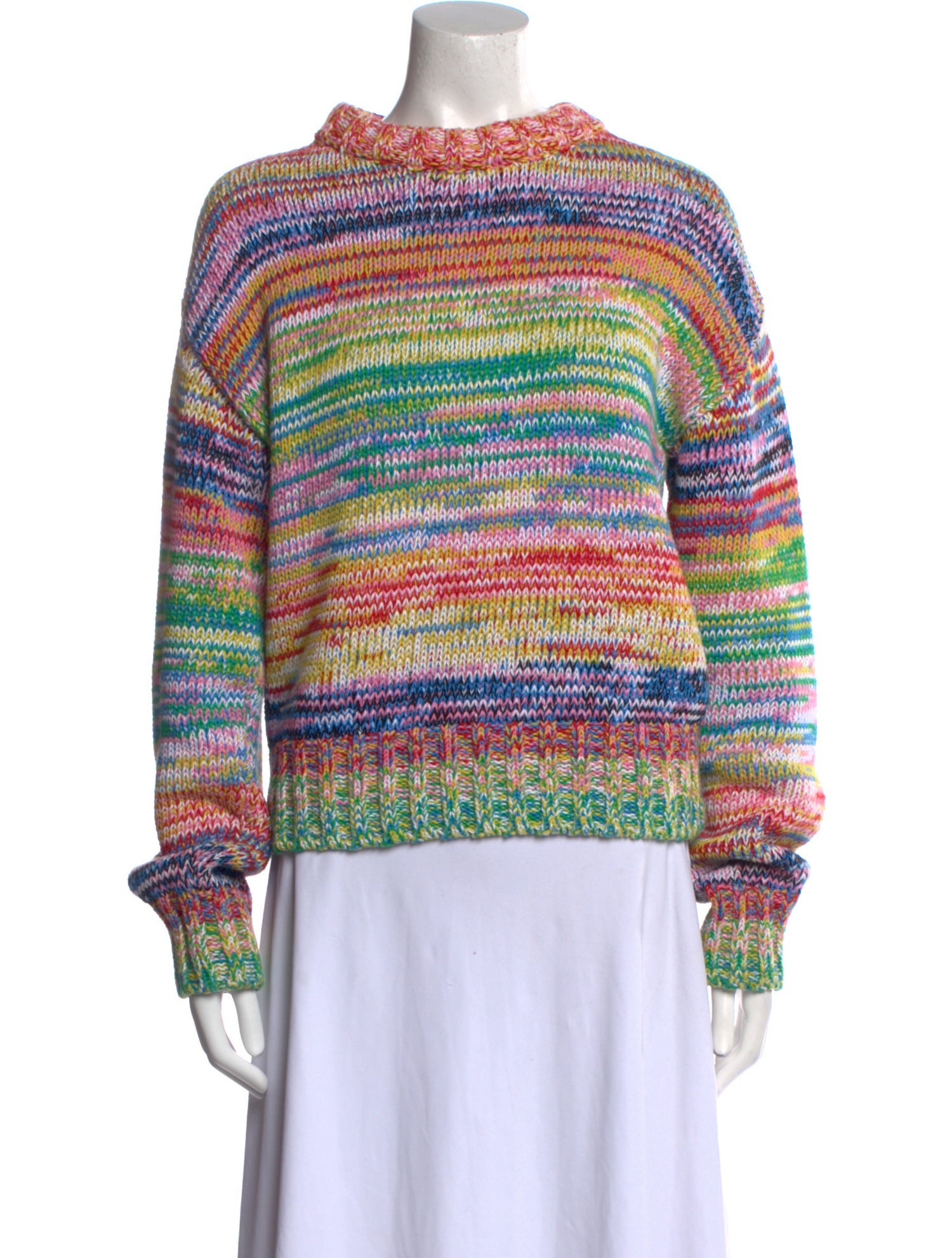 Oscar de la Renta Striped Mock Neck Sweater