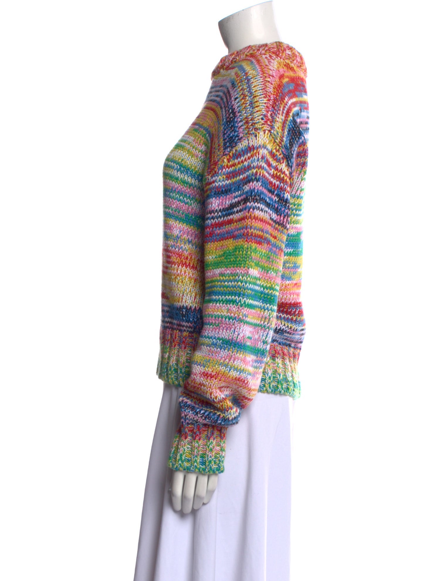 Oscar de la Renta Striped Mock Neck Sweater