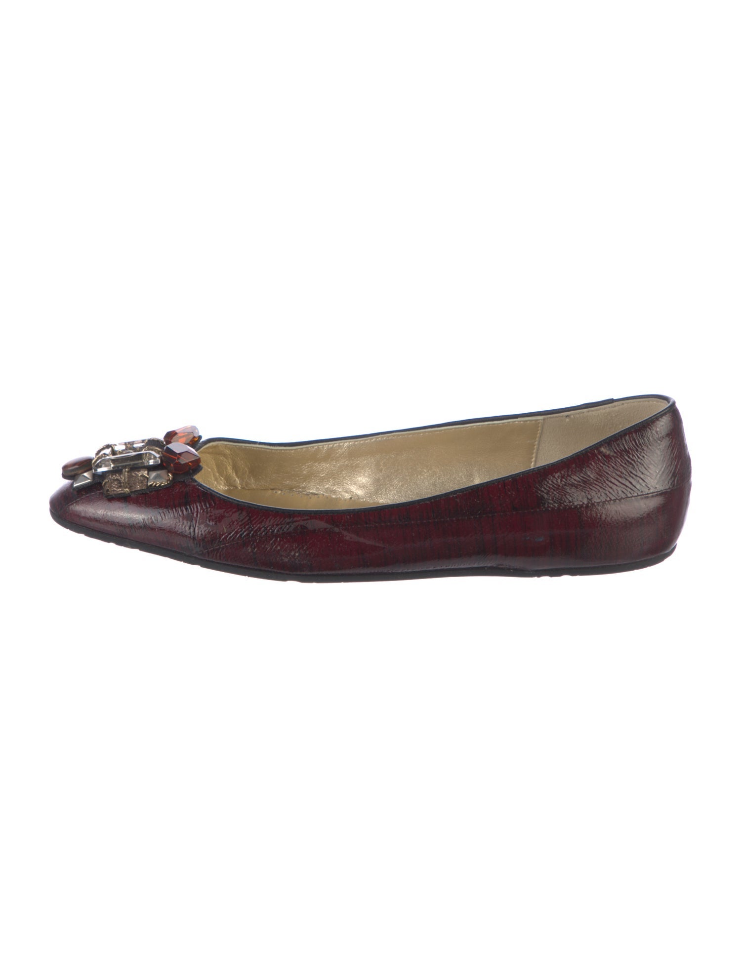 Oscar de la Renta Patent Leather Printed Ballet Flats