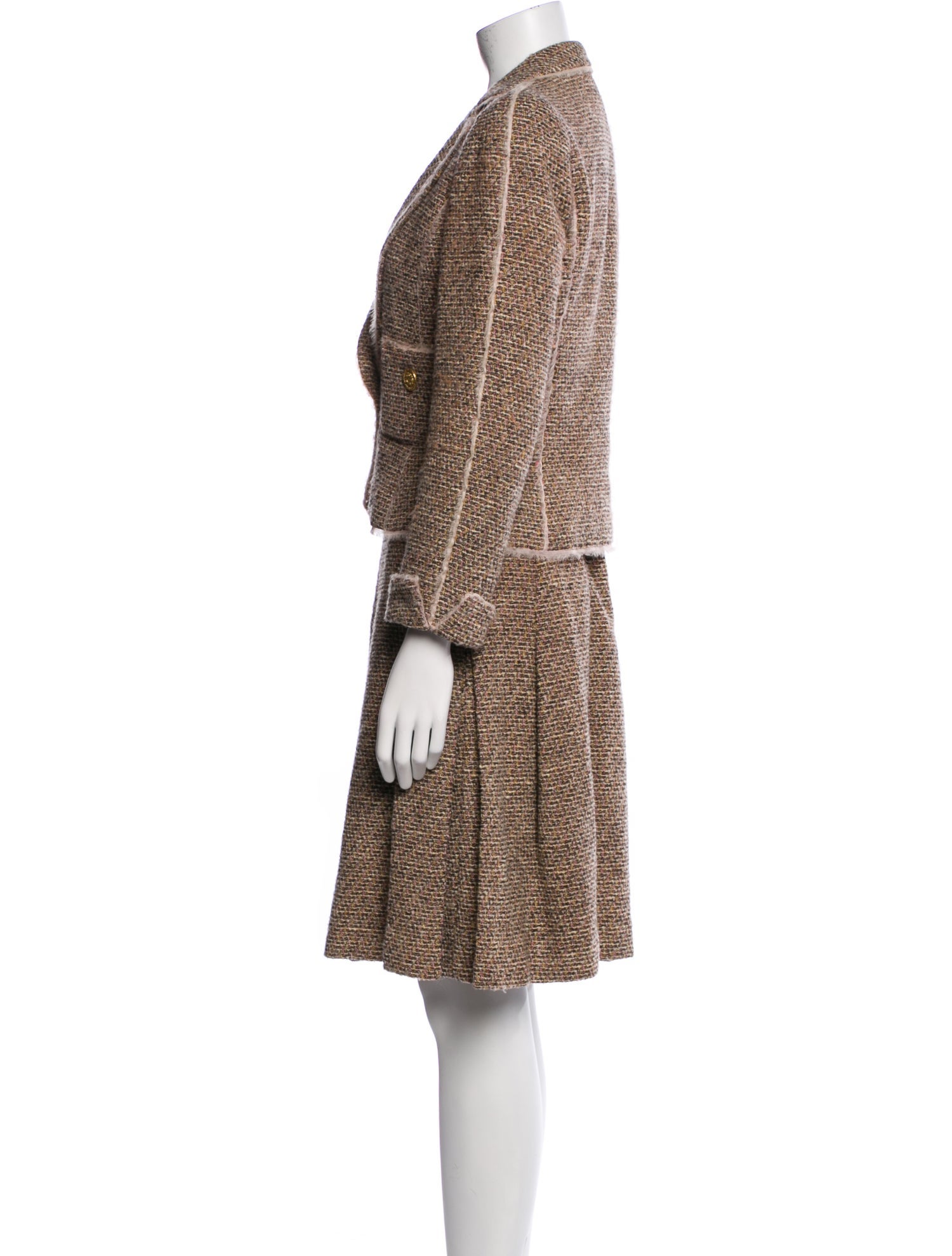 Oscar de la Renta Wool Tweed Pattern Skirt Suit