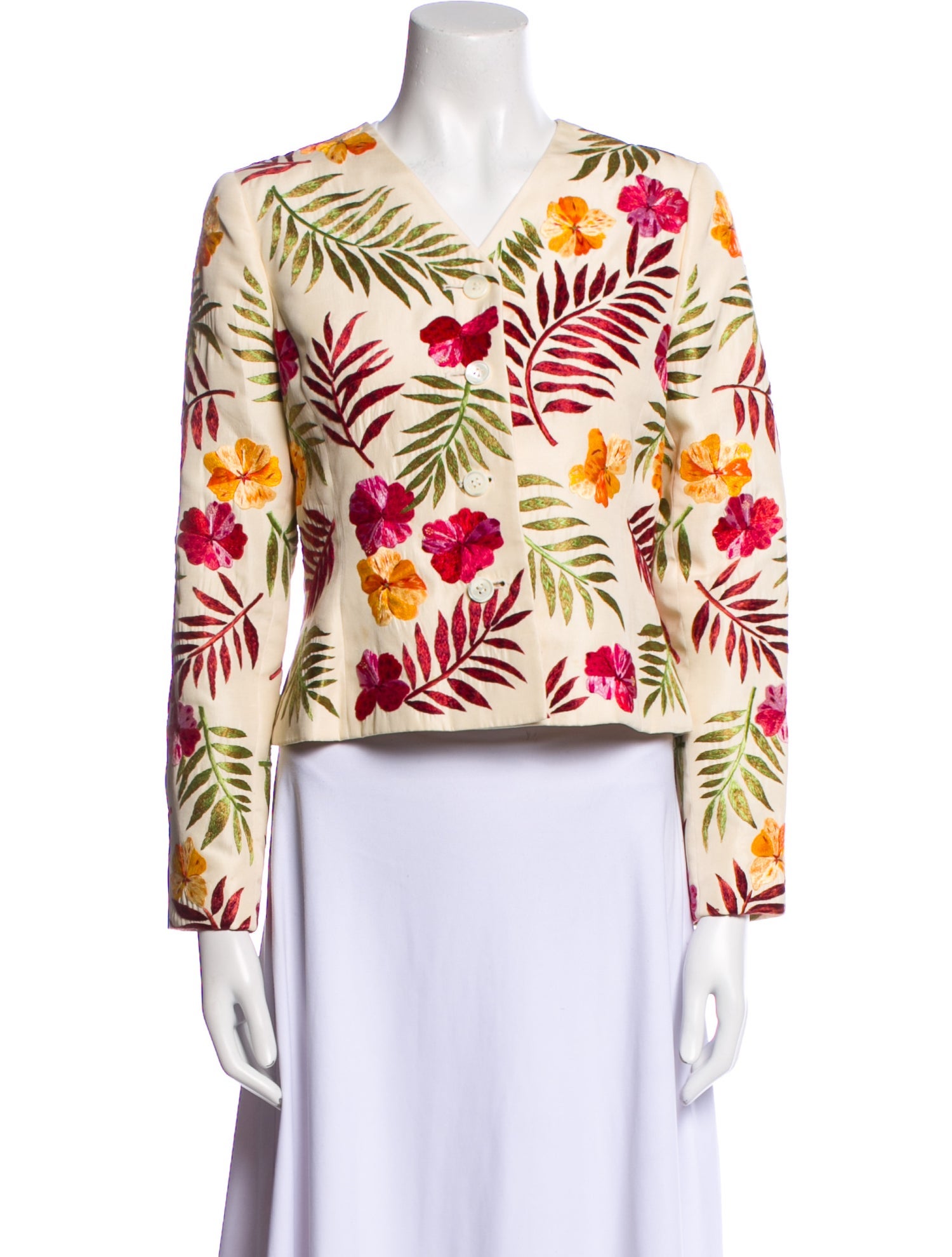 Oscar de la Renta Floral Print Evening Jacket