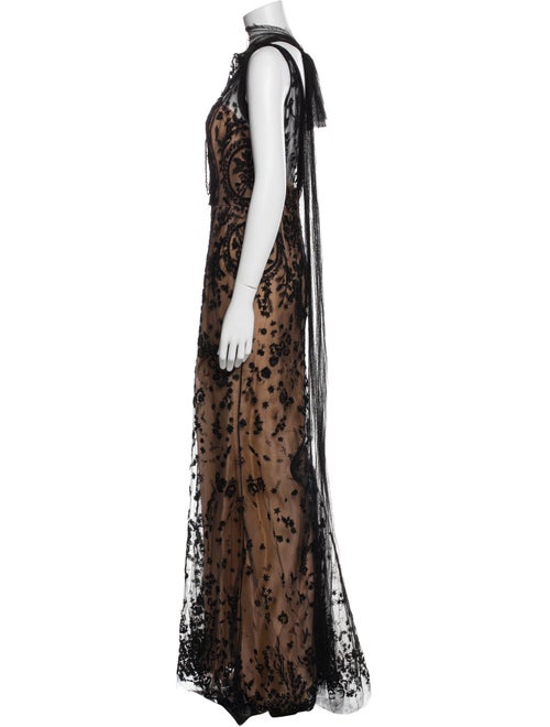 Oscar de la Renta Lace Pattern Long Dress