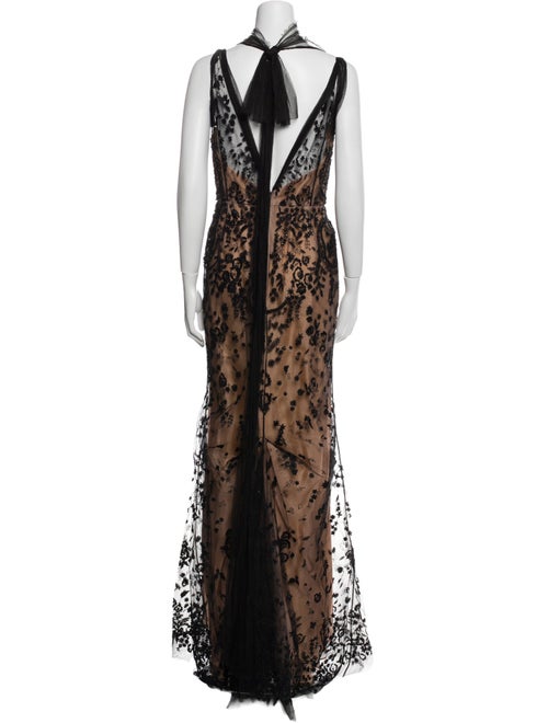 Oscar de la Renta Lace Pattern Long Dress