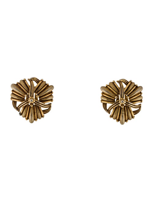 Oscar de la Renta Flower Clip-On Earrings