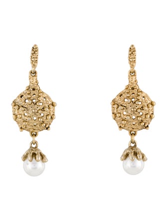Oscar de la Renta Faux Pearl Drop Earrings