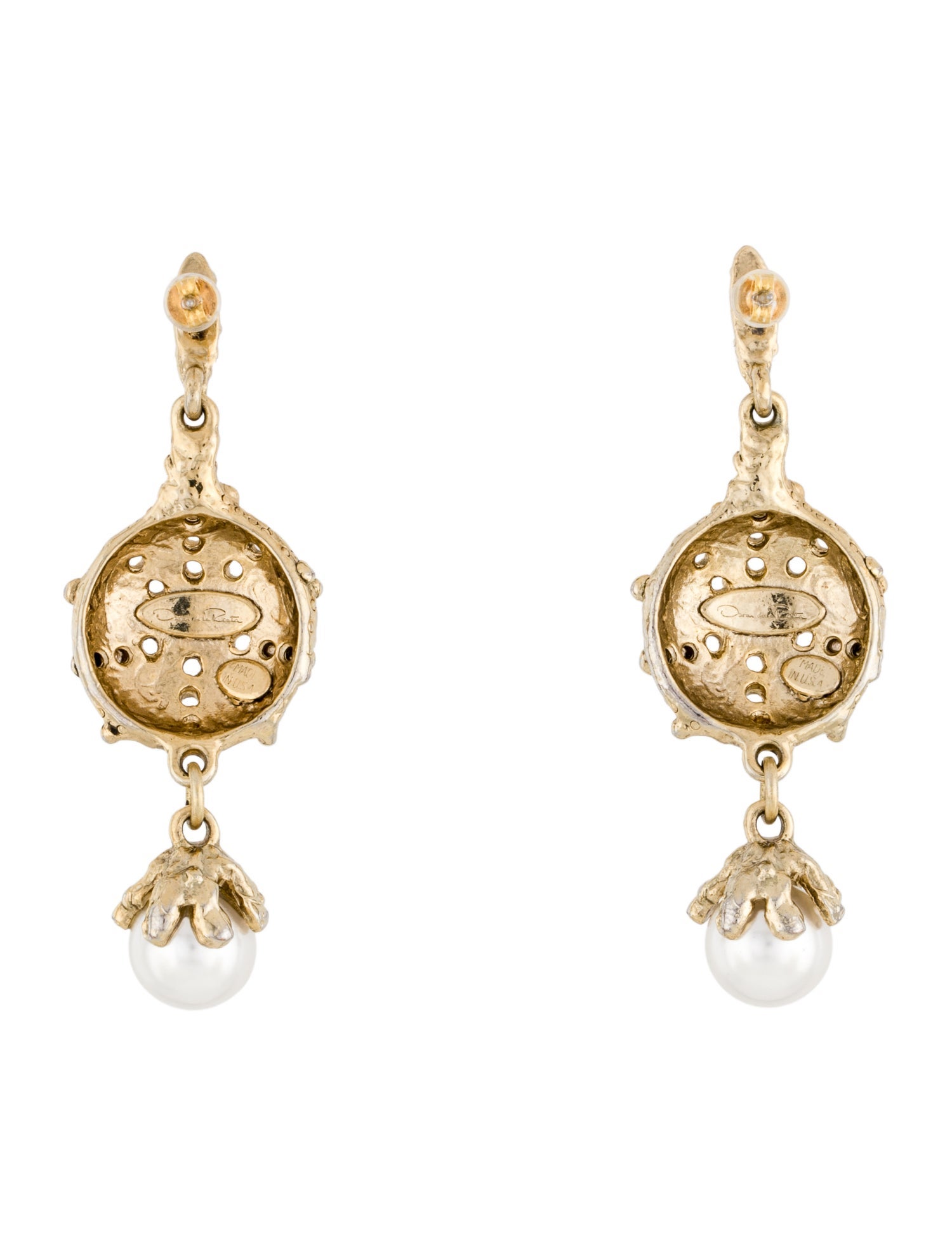 Oscar de la Renta Faux Pearl Drop Earrings