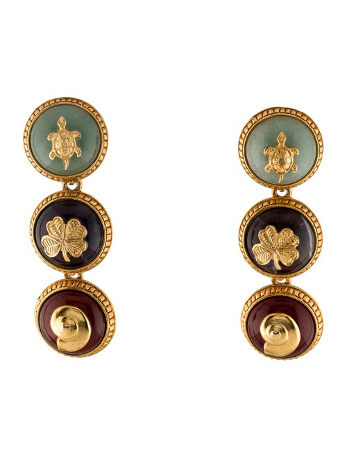 Oscar de la Renta Multi Disk Clip-On Drop Earrings