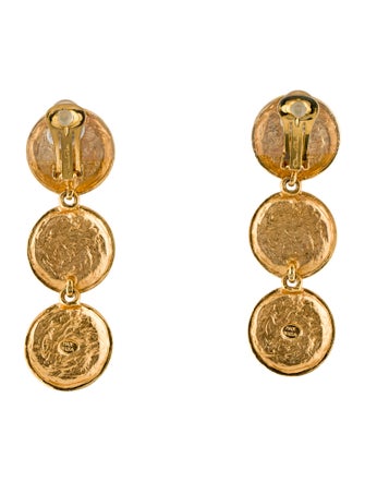 Oscar de la Renta Multi Disk Clip-On Drop Earrings