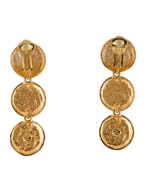 Oscar de la Renta Multi Disk Clip-On Drop Earrings