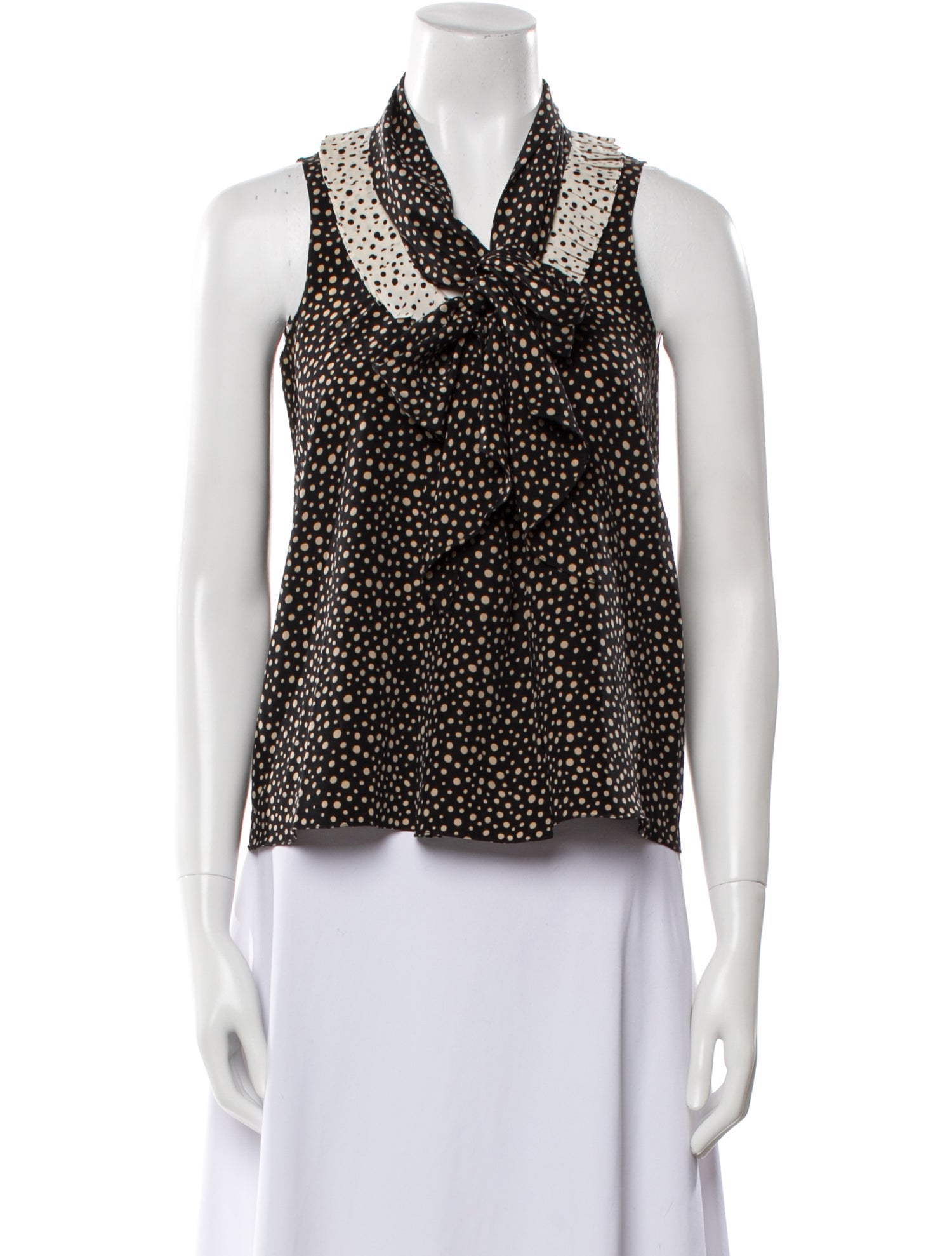 Oscar de la Renta Silk Polka Dot Print Top
