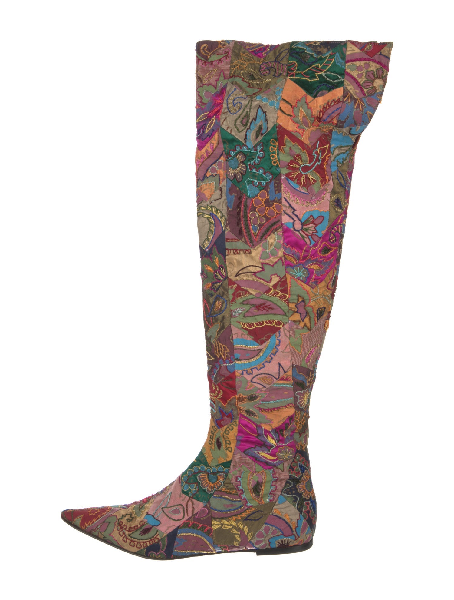 Oscar de la Renta Printed Embroidered Accent Boots