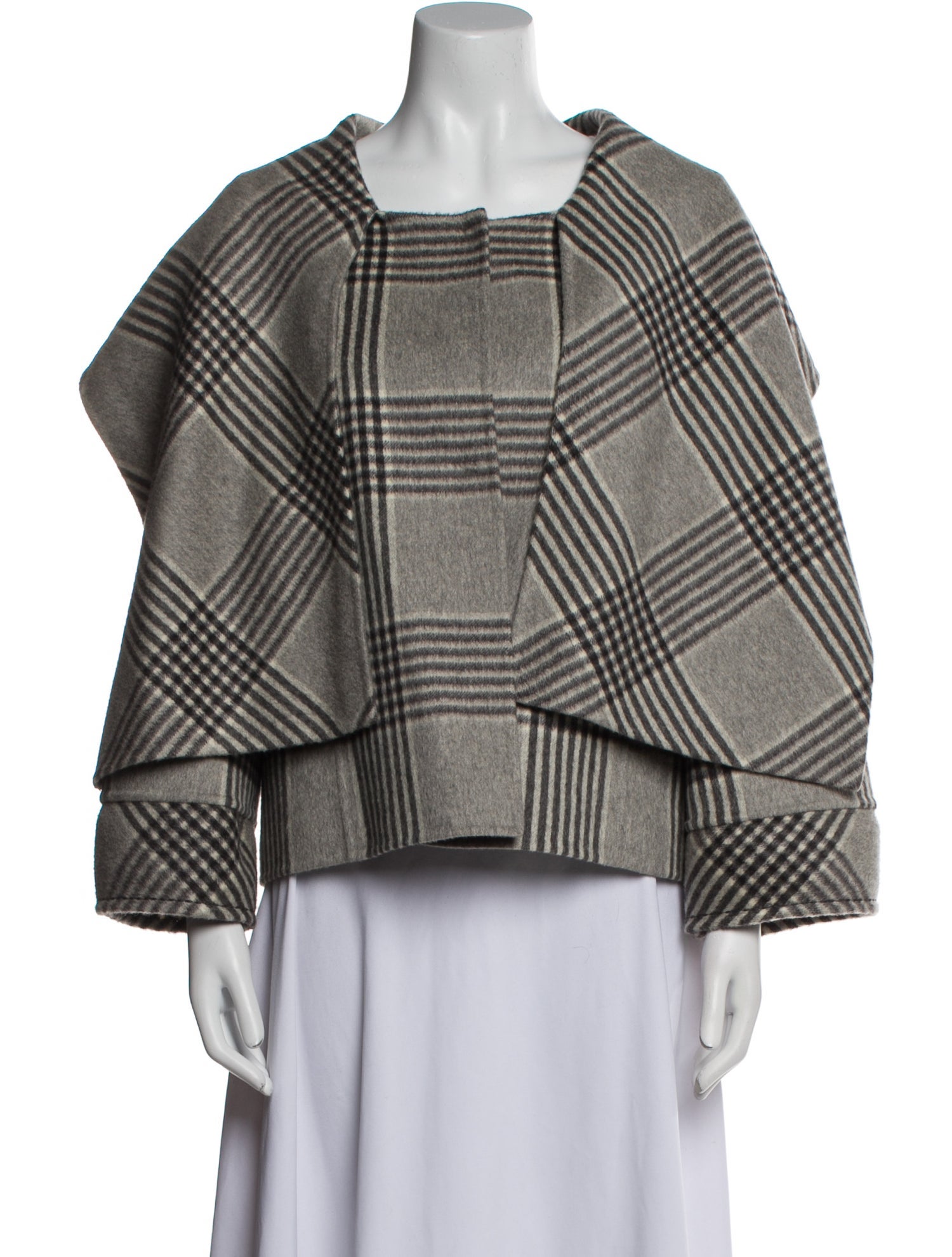 Oscar de la Renta Camel Hair Plaid Print Jacket