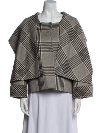 Oscar de la Renta Camel Hair Plaid Print Jacket