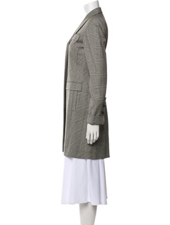 Oscar de la Renta Wool Plaid Print Peacoat