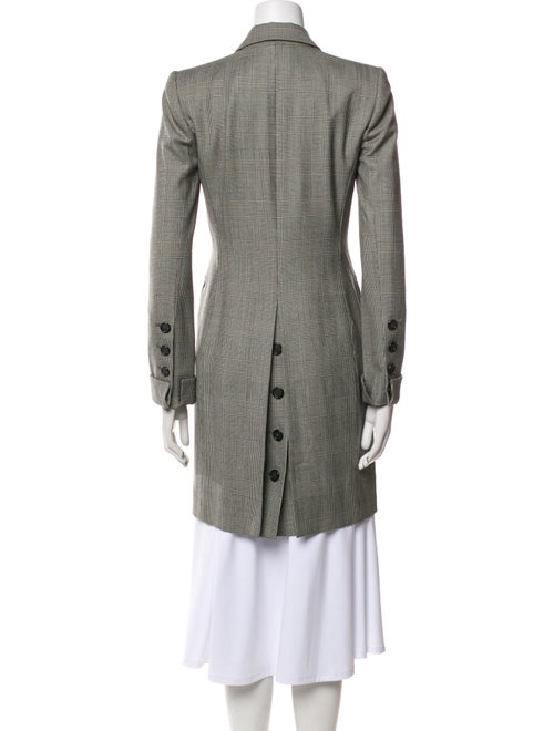 Oscar de la Renta Wool Plaid Print Peacoat