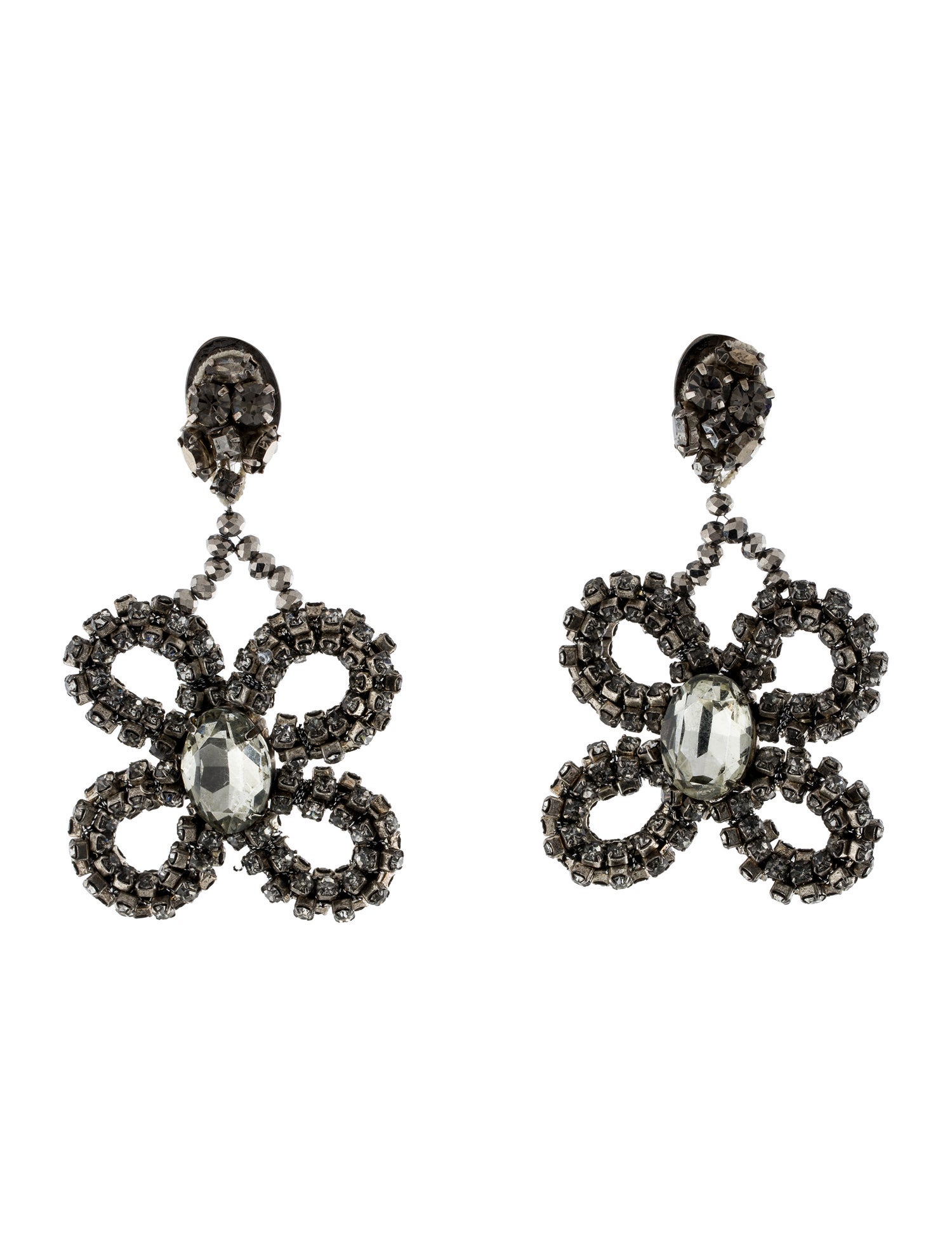 Oscar de la Renta Crystal Clip-On Earrings