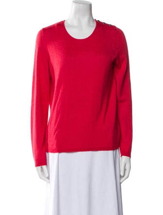 Oscar de la Renta Scoop Neck Long Sleeve Top