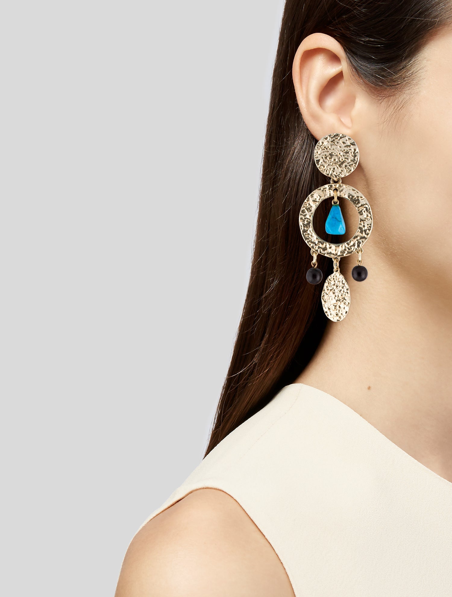 Oscar de la Renta Clip On Drop Earrings