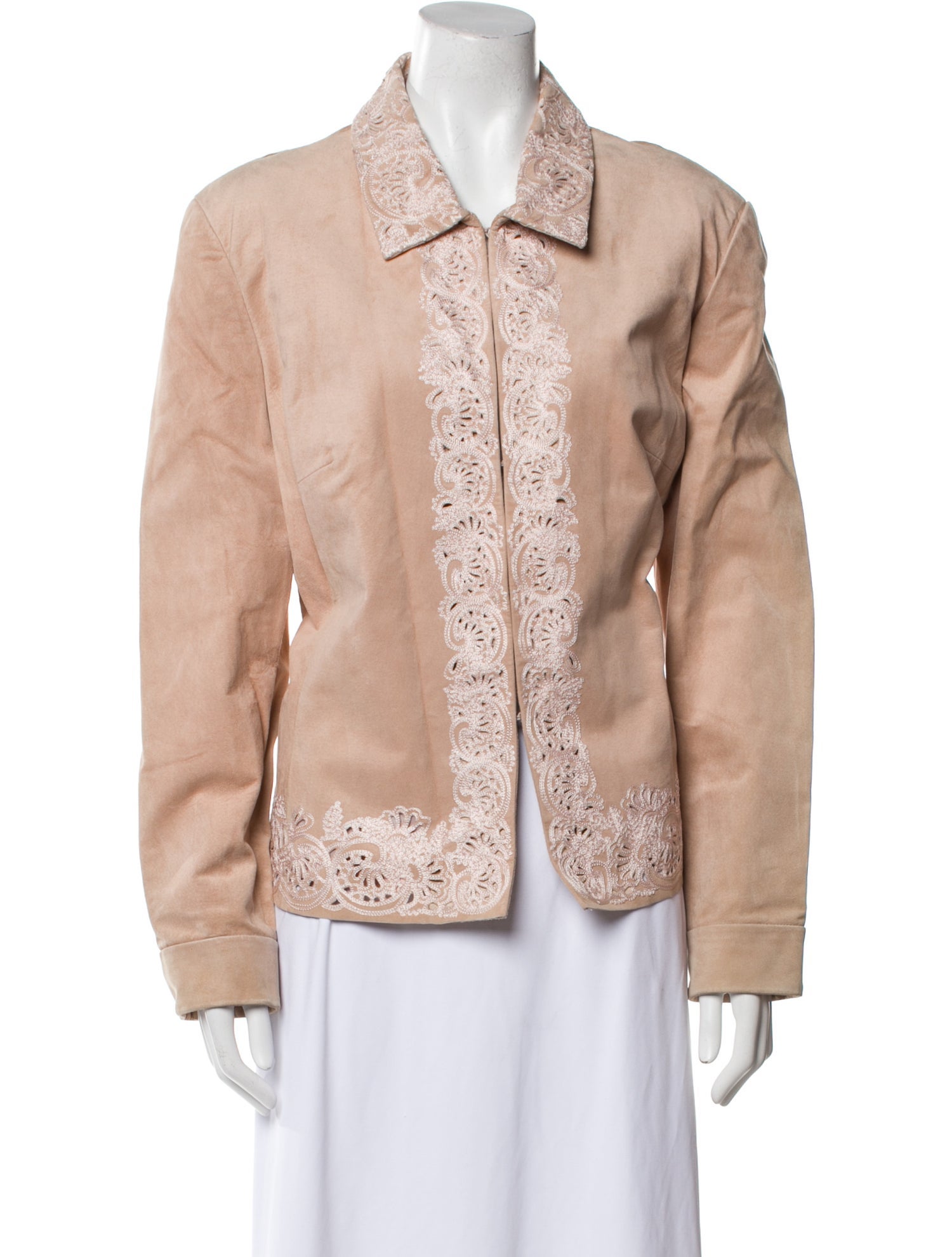 Oscar de la Renta Leather Printed Jacket