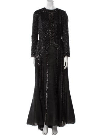 Oscar de la Renta Crew Neck Long Dress