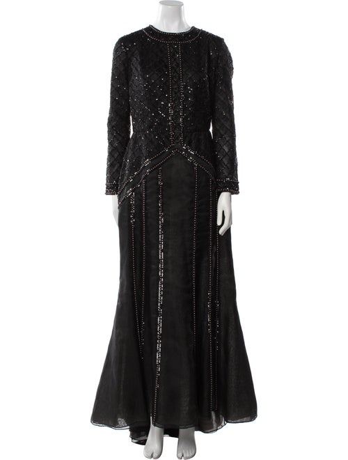 Oscar de la Renta Crew Neck Long Dress