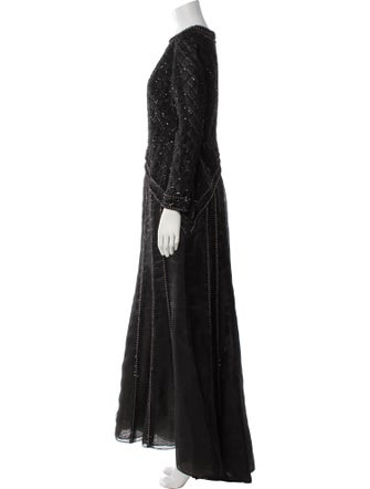 Oscar de la Renta Crew Neck Long Dress