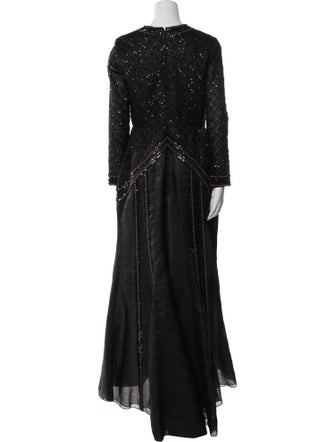 Oscar de la Renta Crew Neck Long Dress